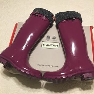 NWT Hunter Original Tall Gloss Rain Boot & Socks
